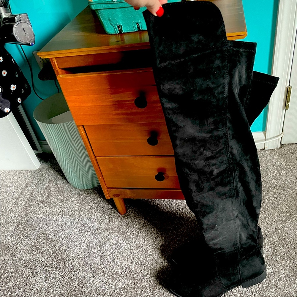 Over the knee black boots